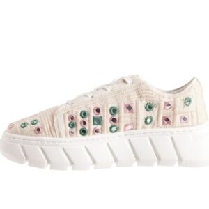 Free People Cream and Pink Platform Sneakers